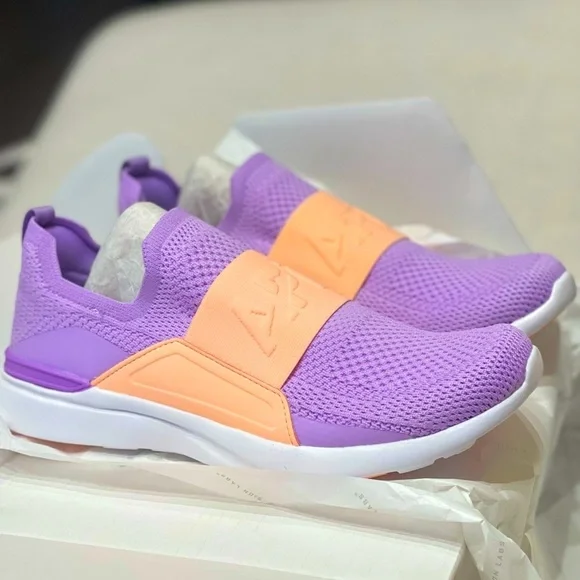 NEW APL Athletic Propulsion Labs Size 7.5 Women’s TechLoom Purple & Neon Peach - Picture 1 of 5